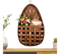 Wall Basket Decor Teardrop-Shaped Rustic Boho Planter Decoration | Woven Wall Flower Basket for Living Room Bedroom Coffee Shop Entrance Hall Office Wall Daily Mail Key Note