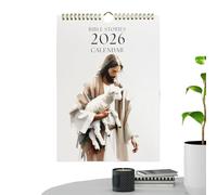 Wall Calendar, 2026 Jesus Calendar, Hangable Planner with Religious Artwork, Daily Organizer for Home Office School Dorm Family Desk Walsl Display, 22,5 x 28 cm, Lightweight