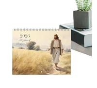 Wall Calendar, 2026 Jesus Calendar, Hangable Planner with Religious Artwork, Daily Organizer for Home Office School Dorm Family Desk Walsl Display, 22,5 x 28 cm, Lightweight