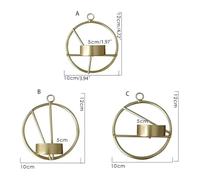 Wall Candlesticks,Art Geometric Sconces Hanging Wall Tea Lights,Round Wall Sconces Used for Wedding Living Room Decoration,Gift Candlestick(Gold 3)
