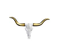 Wall Charmers, finto teschio di bufalo texano, decorazione da parete in stile rustico e western, finta tassidermia, White + Gold Horns, large