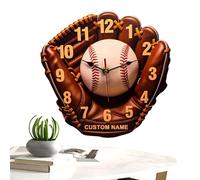 Wall Clock, Baseball Glove Design Wooden, Creative Time Management Tool Decorative Piece for Bedroom, Living Room, Kitchen, Bathroom, Classroom, and Sports Fans, 25.4x25.4cm/10x10 Inches