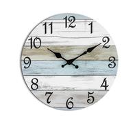 Wall clock silent not ticking wall clock battery powered, rustic coastal country clock decorative bathroom kitchen bedroom living room