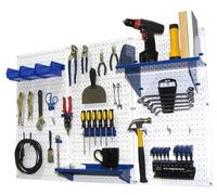 Wall Control Organizer, pannello forato, 1,2 m. Kit di stoccaggio standard, pannello forato in metallo con pannello portautensili bianco e accessori blu