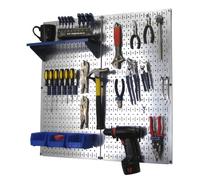 Wall Control Organizzatore per pannelli forati in metallo per riporre gli attrezzi e il garage con lavagna metallica e accessori blu