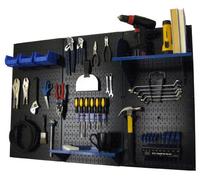 Wall Control Pegboard Standard Tool Storage Kit, Nero/Blu