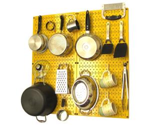 Wall Control Set di Organizer da Cucina con Pannello Forato Giallo e Accessori Bianchi