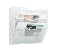 Wall File Organizer, 3-Tier Metal Rack Tray Storage Box Sorter Divider - Walls Mounted File Holder | for Cubicle Desk Desktop Home Classroom Teacher Door Bathroom (1-Pack, Industrial Matte Black)