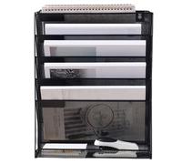 Wall File Organizer - 4-Tier File Storage Rack, Space-Saving Paper Organizer, Document Storage Piece, Vertical Management Kit with Tiered Mesh Pockets, Office Efficiency Tool for Desktop Organization