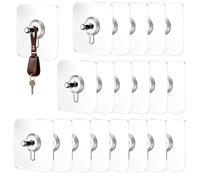 Wall Hangers without Nails - Heavy Duty Self Adhesive Hooks | 20 Pack | No-Drill Damage-Free Installation, Strong Self-Adhesive Backing, Heavy-Duty PVC & Stainless Steel Construction, Works On Gla