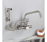 Wall Kitchen Taps with Spray Kitchen Tap Wall Mounted Kitchen Taps Mixer Hot and Cold Mixer Water Tap Kitchen Faucet Tap B Single Mode-Left
