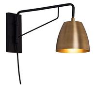 Wall lamp Bedroom with Plug Rotatable luminaire Head Gold Metal Bedside Wall Light 1.8 m Cable with Switch for bedrooms Living Room Reading lamp Bedside lamp