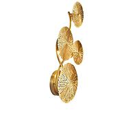 Wall Lamp Copper Lustre Gold Lotus Leaf Wall Lamp Vintage Retro Bedside Living Room Art Decor Home Lighting Wall G4 Bulb Wall Sconces (Color Temperature : Warm light Lampshade Color : 5 HEAD) (4 He