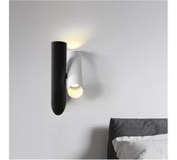 Wall lamp, LED Wall Lamp Black Add White Modern Minimalist Iron Wall Lights Compatible with Bedroom Bedside TV Background Rotatable Lighting Sconces,Luce da soffitto