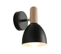 Wall Light, Wall Lamp, Adjustable Bedside Lamp Wall Sconces Lighting Wooden for Bedroom Kitchen Living Room Aisle (Black)