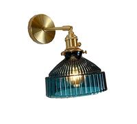 Wall Light, Wall Lamp, Indoor Glass Wall Lamp with Switch Brass Finish Fixtures for Living Room,Bedroom,Office,Kitchen,Loft,Bar,180°Adjustable (Green)