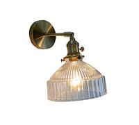 Wall Light, Wall Lamp, Indoor Glass Wall Lamp with Switch Brass Finish Fixtures for Living Room,Bedroom,Office,Kitchen,Loft,Bar,180°Adjustable (Transparent)