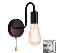 Wall Light, Wall Lamp, Indoor, Loft Metal Wall Lamp Wall Sconce, Black Head Fixture for Bar Restaurants Living Room Bedroom Corridor Dining Room Kitchen