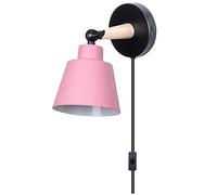 Wall Light, Wall Lamp, Indoor Wall Lamp with Plug And ON/off Switch Wall Spotlights Adjustable Wooden Bedside Reading Lights for Bedroom Living Room Office Study Hallway,Pink