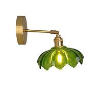 Wall Light, Wall Lamp, Leaf Shade Green Glass Lampshade Antique Wall Sconce Lamp Pastoral Fixtures for Living Room Bedroom Office Home Kitchen Loft Bar