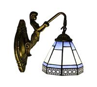 Wall Light, Wall Lamp, Stained Glass, Mirror Front Light Fixture, Victorian Decorative Wall Lamp for Staircase Bedroom Beside Hotel Hallway (Blue)