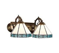 Wall Light, Wall Lamp, Stained Glass, Mirror Front Light Fixture, Victorian Decorative Wall Lamp for Staircase Bedroom Beside Hotel Hallway (Blue, 2 Light Basic)