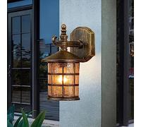 Wall Light, Wall Lamp, Victoria Antique Outside LED Rustproof Glass Lantern Wall Lamp Lantern Metal Courtyard Garden Balcony Villa Porch Entryway Garden Wall Sconce (A)