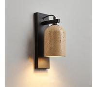 Wall Light, Wall Lamp, Wall Lamp with Natural And Iron Wall Sconce Lighting Fixture Wall Mounted Lamp Indoor for Living Rooms, Study Rooms, Hallways(Black)