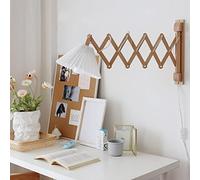 Wall Light, Wall Lamp, with And Plug Extendable Wall Lamp with Cable 2.5M Scissor Lamp Wall Reading Lamps Adjustable Bedroom Bedside Lamp with Fabric Shade,Wood Color