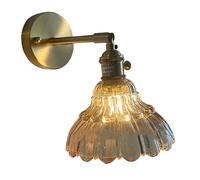 Wall Light, Wall Lamp, with Glass Lamp Shade Up & Down Adjustable Single Head Wall Lamp for Bedroom Living Room Kitchen Loft (Amber)