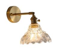Wall Light, Wall Lamp, with Glass Lamp Shade Up & Down Adjustable Single Head Wall Lamp for Bedroom Living Room Kitchen Loft (Transparent)