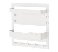 Wall Mount Floating Shelf - Stick Wall Rack, Storage Organizer Tray | Walls Mounted Hook Shelfs, Space Saving Bedside Shelf with Hooks, Cable Clips Aesthetic Walsl Shelves for Kitchen Bathroom Room