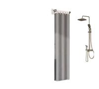 Wall Mount Foldable Shower Curtain Rod Set, Bathroom Partition For Wet And Dry Separation, With A Folding Rack(Color9,3 pleats)