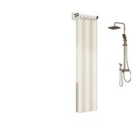 Wall Mount Foldable Shower Curtain Rod Set, Bathroom Partition For Wet And Dry Separation, With A Folding Rack(Color 12,4 pleats)