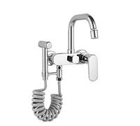 Wall Mount Kitchen Faucets,Hot and Cold 360° Rotation with Pressurized Spray Gun,Bathroom Faucet-Black(Nero)