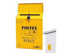 Wall Mount Mailbox Locking - Waterproof Metal Post Box, Keyed Mail Organizer, Outdoor Wall Mailbox Design, Home Porch Courtyard Farmhouse Mail Storage Secure Access ailbox Kit with Key Lock