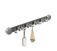 Wall Mount Mop Holder Rack - Heavy Duty Suction Broom Organizer, Rustproof No Drill Cleaning Tool Storage System with Hooks | for Bathroom Kitchen Closet Dorm Apartment Utility Storage