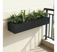 Wall Mounted Balcony Flower Box with Expansion Screws, Black Rectangular Metal Planter Box,Steel Fully Enclosed Waterproof Planter, for Outdoor Indoor Garden Patio(120cm/47.2in)