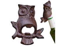 Wall Mounted Bottle Opener - Cast Iron Owl Design, Antique Sand Casting Finish, Heavy Duty Lever | Rustic Nautical Bar Accessory For Kitchen Garage Patio Garden Decor