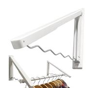 Wall Mounted Clothes Hanger - Foldable Drying Rack for Hotel Hostel Dorm Storage | Punch Free Install, Wavy Design Metal Frame, Retractable Space Saving Coat Organizer for Wardrobe Use