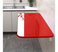 Wall Mounted Drop Leaf Folding Table for Laundry Kitchen Small Space Red
