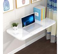 Wall-Mounted Folding Table, Space-Saving Wooden Drop-Leaf Desk with Stainless Steel Support for Dining, Study, Kitchen, Balcony, 100 x 35 cm