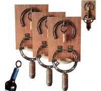 Wall Mounted Horseshoe Bottle Opener, Rustic Horseshoe Wine Opener Corkscrew Wall Mounted, Unique Kitchen Bar Walls Decor for Wine Enthusiasts (3PCS)