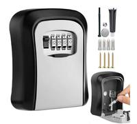 Wall Mounted Key Lock Box - 4 Digit Combination Security Safe | Resettable Code System Durable Metal Construction with Protective Coating Easy Installation for Home Apartment Office Spare Key Storage