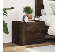 Wall Mounted Nightstand Brown Oak 45x30x35 cm with Drawers, Floating Bedside Table for Bedroom Living Room, Space Saving Storage Cabinet with Strong Frame and Versatile Mounting Options