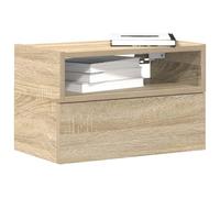 Wall Mounted Nightstand Sonoma Oak 45x26x28. 5 cm with Drawer and Open Shelf, Space Saving Bedside Table for Small Bedrooms, Modern Floating Night Stand with Easy Installation Durable Particle Board