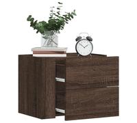 Wall Mounted Nightstands 2 Pack Brown Oak 45x30x35 cm with Drawers, Floating Bedside Tables for Bedroom Living Room, Space Saving Storage Cabinet with Strong Frame and Easy Installation