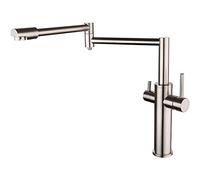 Wall Mounted Pot Filler Faucet Brass Folding Stretchable Double Joint Swing Arm Kitchen Faucet Folding Kitchen Restaurant Sink Faucet for Cleaning and Cooking