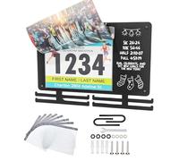 Wall Mounted Race Bib Holder, Metal Runner Hanger Rack with Chalkboard, Display Organizer with Sturdy Design, 15-Inch Race Holder for Bedroom, Living Room, Home, Indoor Sports, Running,