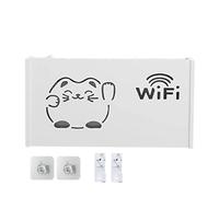 Wall Mounted routerRack - Hollow Fortune Cat Style WiFi Storage Organizer Box, Decorative routerHider Cabinet Shelf Unit, Space Saving Cable Management Housing Accessory, Durable Wall Fix Network De